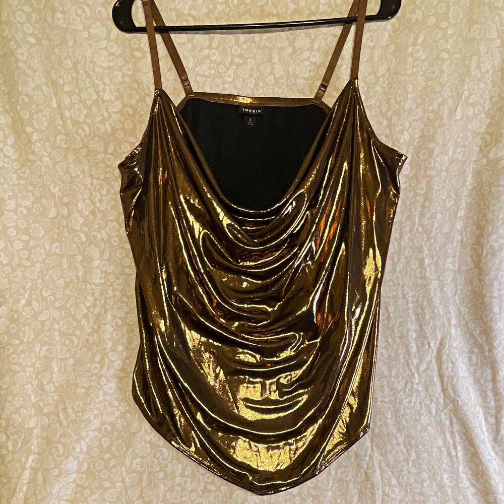 Torrid Metallic Bronze Cowl Neck Adjustable Spaghetti Strap Camisole Womens 2X